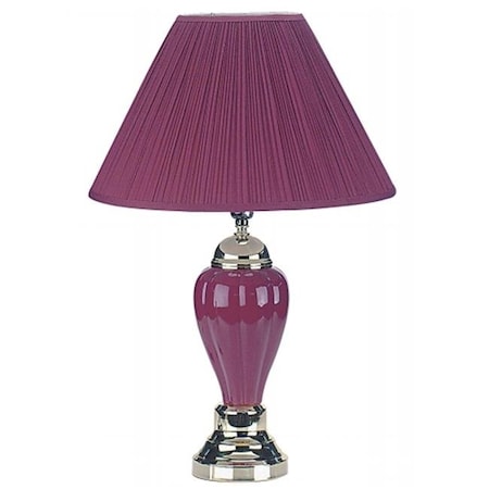 Ore International Ore International 6117BG 27   Ceramic Table Lamp - Burgundy 6117BG